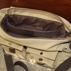 Used Tan/Beige  vintage messenger bag